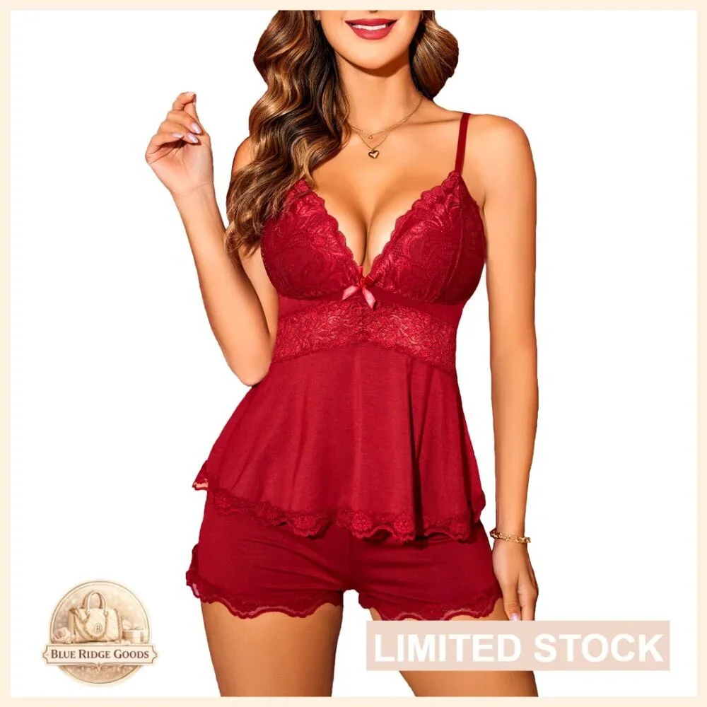 Lace Camisole Set Modal Pajamas Lounge Wear Adjustable Straps Sexy Chic